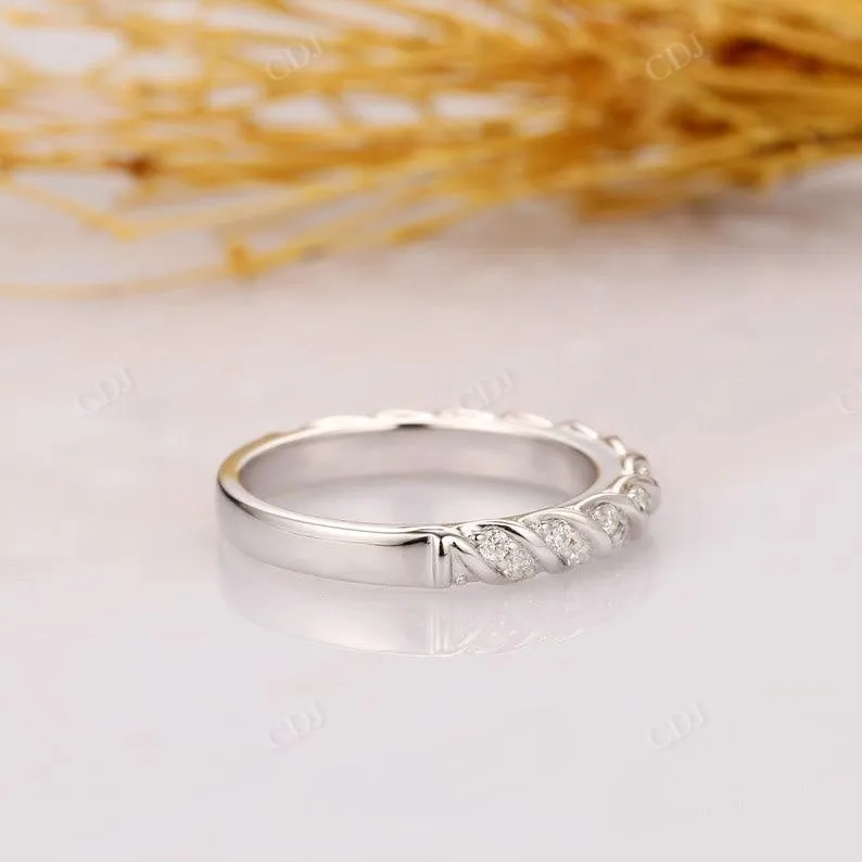0.21CTW Round Diamond Rope Style Half Eternity Wedding Band