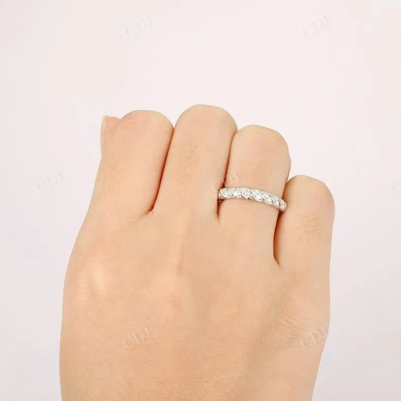 0.21CTW Round Diamond Rope Style Half Eternity Wedding Band