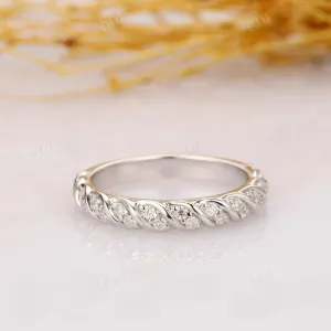 0.21CTW Round Diamond Rope Style Half Eternity Wedding Band