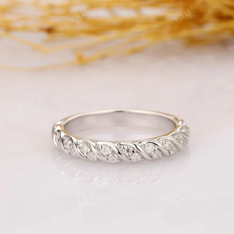 0.21CTW Round Diamond Rope Style Half Eternity Wedding Band
