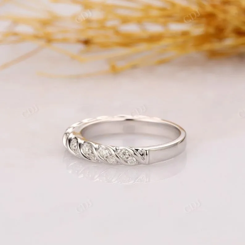 0.21CTW Round Diamond Rope Style Half Eternity Wedding Band