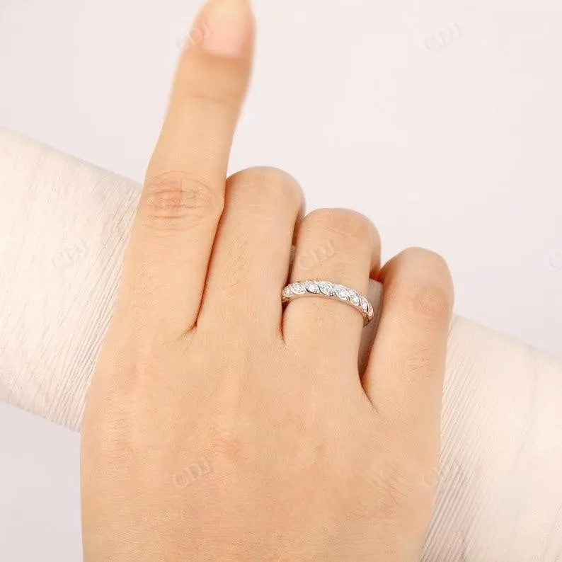 0.21CTW Round Diamond Rope Style Half Eternity Wedding Band