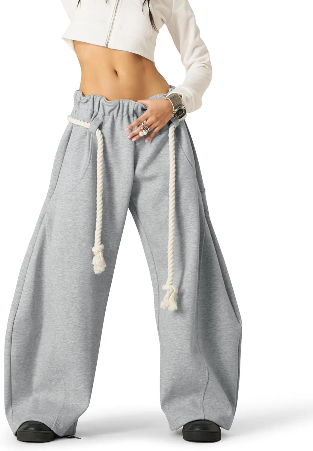 Aelfric Eden Baggy Wide Leg Pants for Women Casual Elastic Waist Lantern Trouser Sweatpants