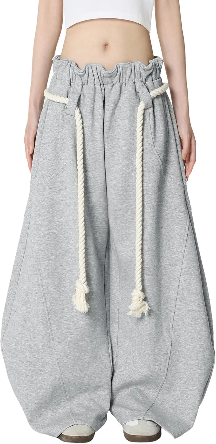 Aelfric Eden Baggy Wide Leg Pants for Women Casual Elastic Waist Lantern Trouser Sweatpants