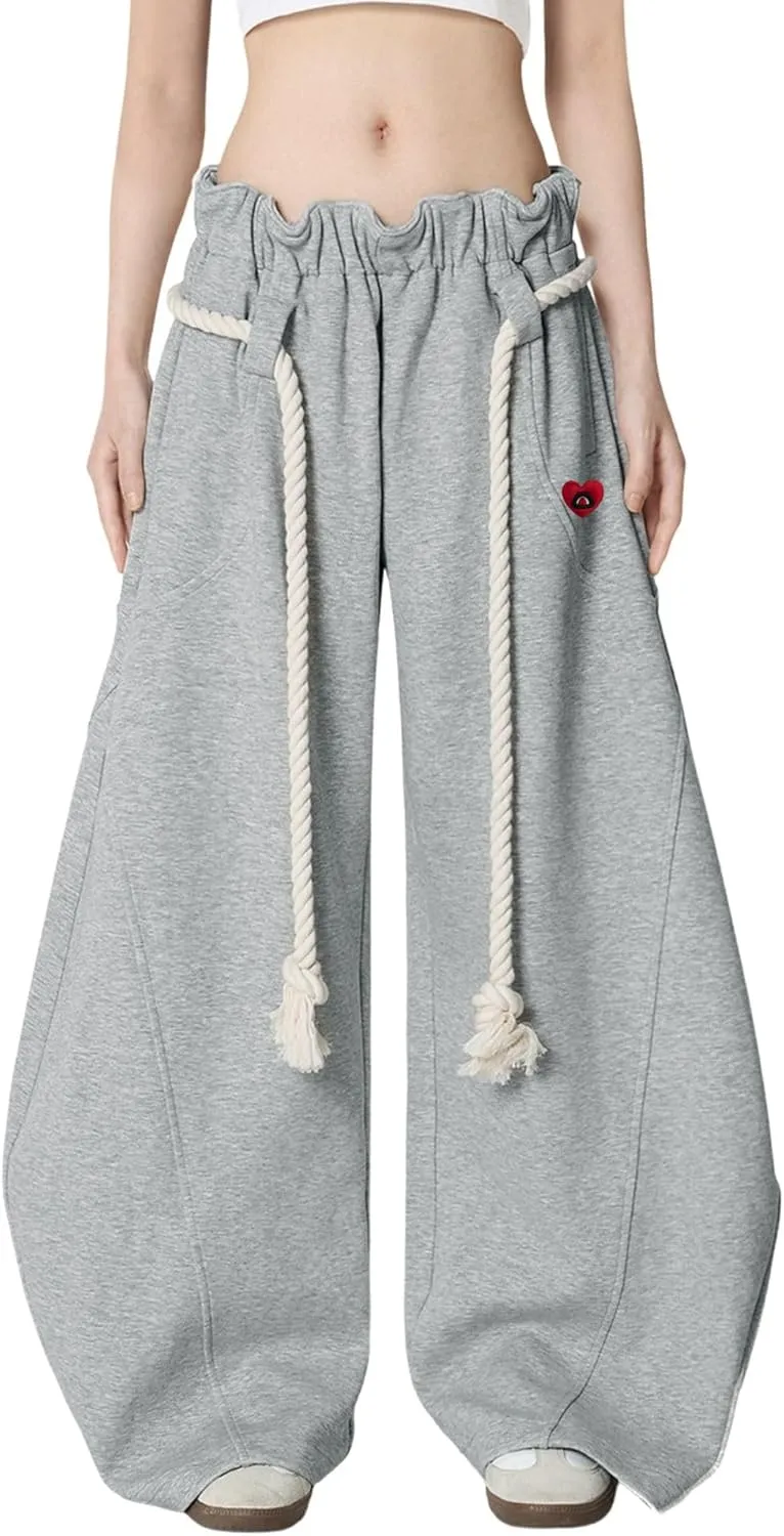 Aelfric Eden Super Baggy Barrel Sweatpants Wide Leg Pants for Women Men Casual Elastic Waist Unisex Lantern Trouser Pants