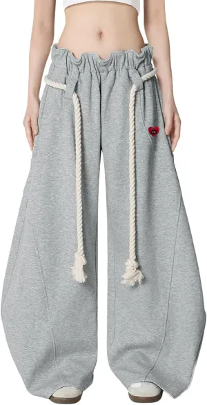 Aelfric Eden Super Baggy Barrel Sweatpants Wide Leg Pants for Women Men Casual Elastic Waist Unisex Lantern Trouser Pants