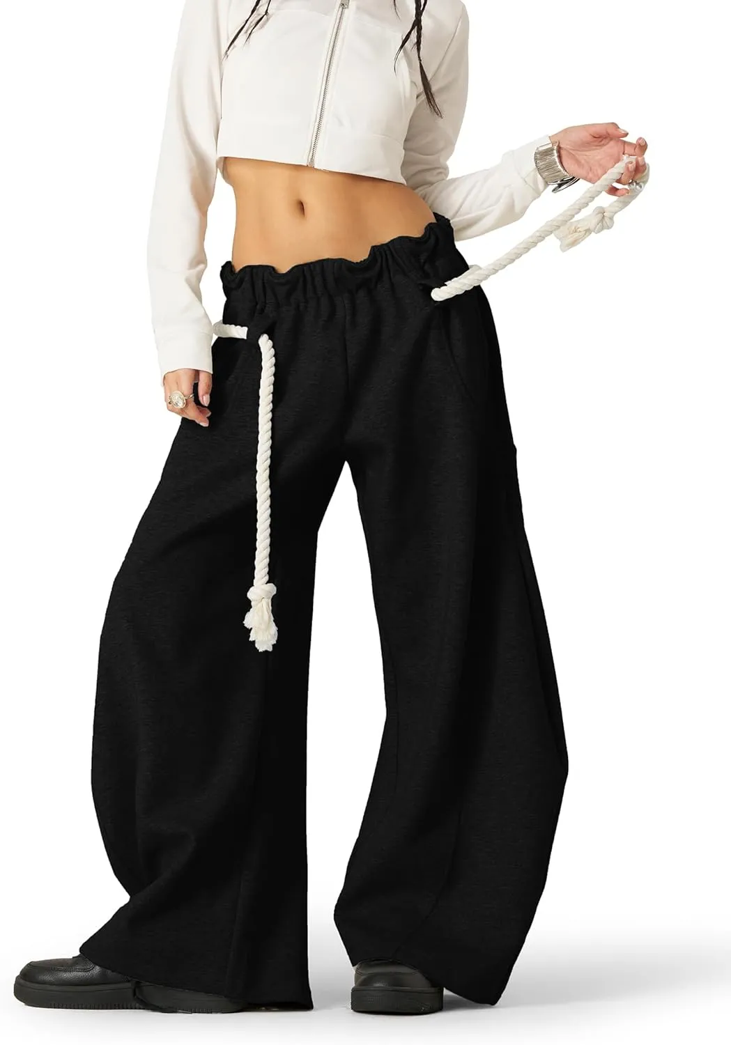 Aelfric Eden Super Baggy Barrel Sweatpants Wide Leg Pants for Women Men Casual Elastic Waist Unisex Lantern Trouser Pants