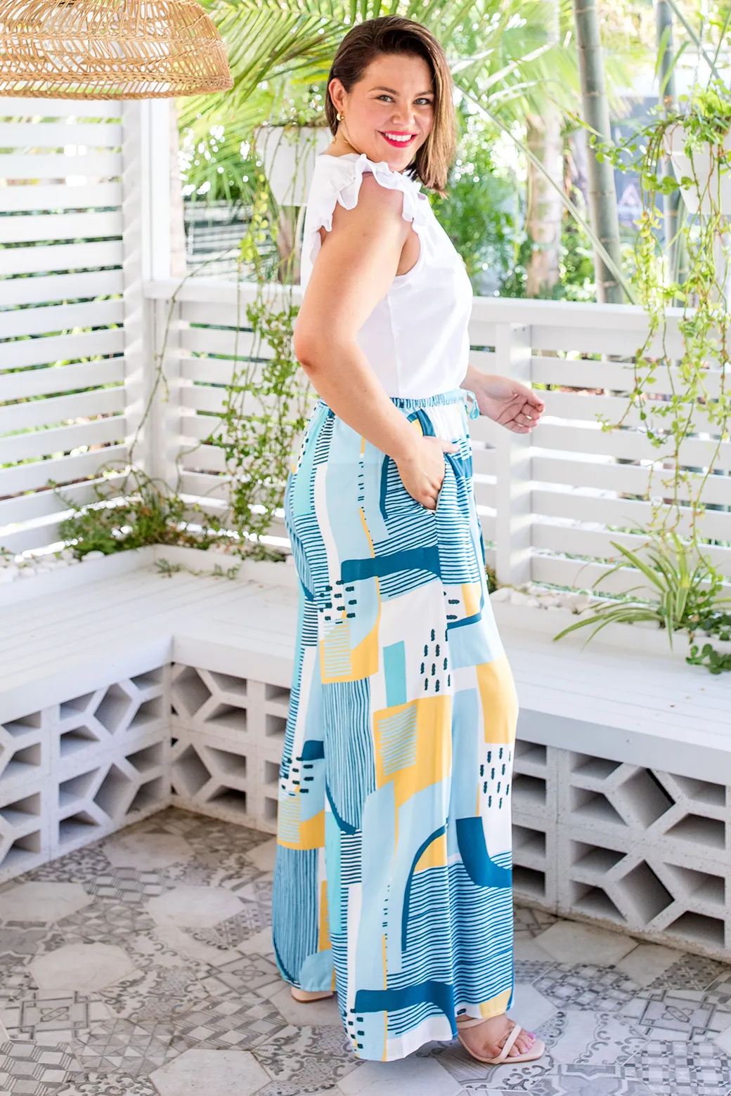 Alyssa Pant Paloma Print Blue