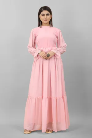 Amazing Pink Color Flowy Dress