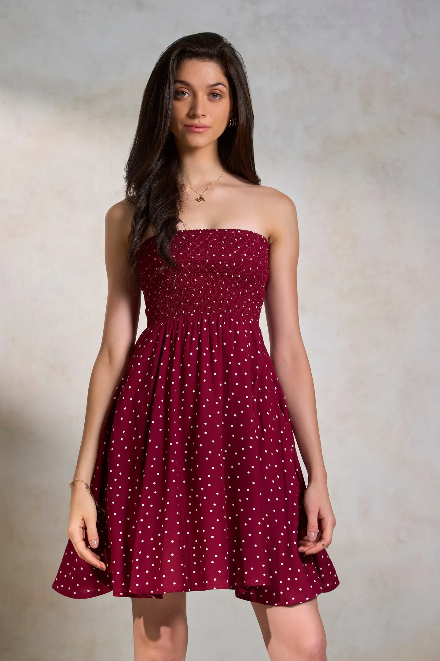 Anuvika|Polka Print Strappy Dress