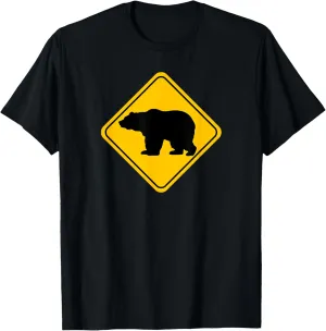 Bear Crossing Road Sign Grizzly Classic Minimalist Graphic T-Shirt