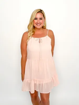 Blush Gauzy Ruffle Dress