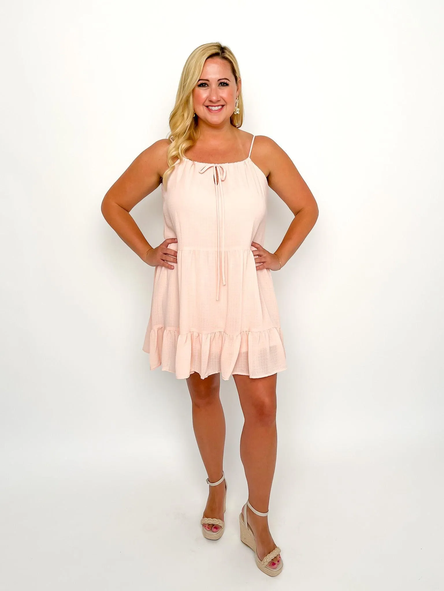 Blush Gauzy Ruffle Dress