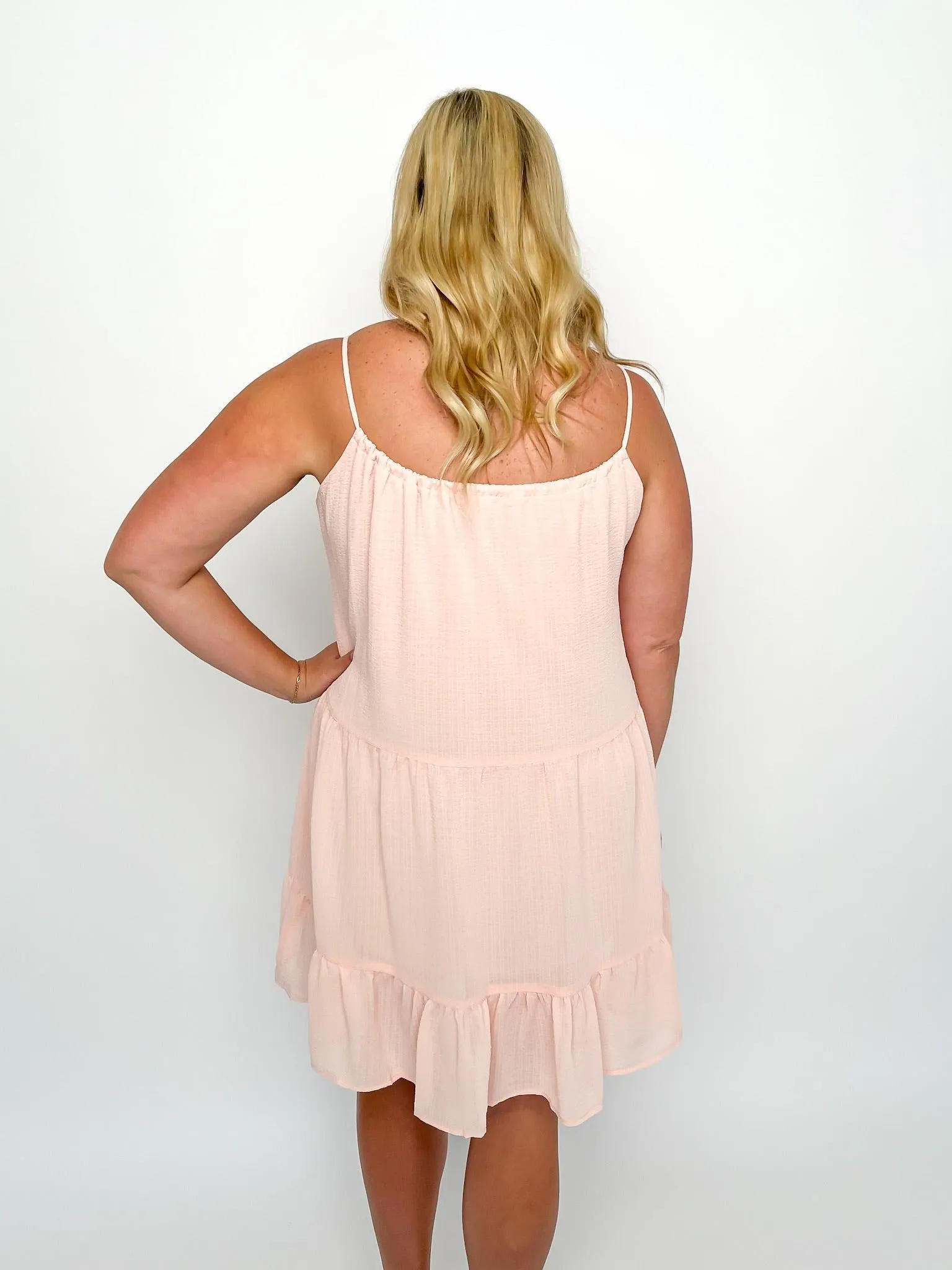 Blush Gauzy Ruffle Dress