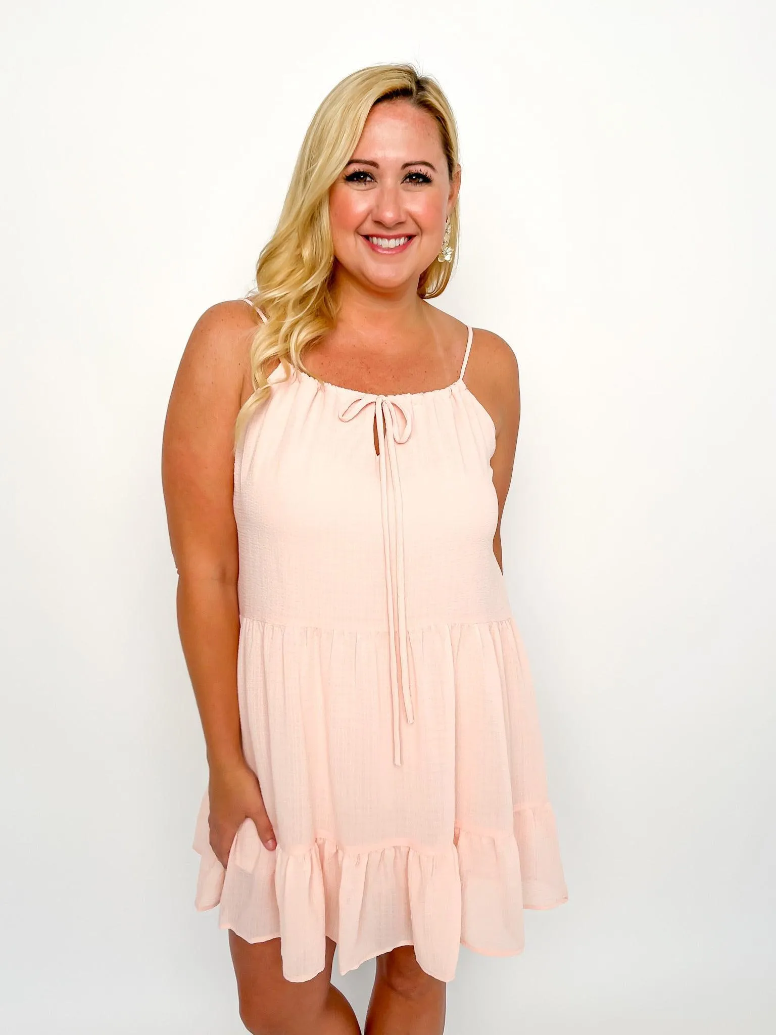 Blush Gauzy Ruffle Dress