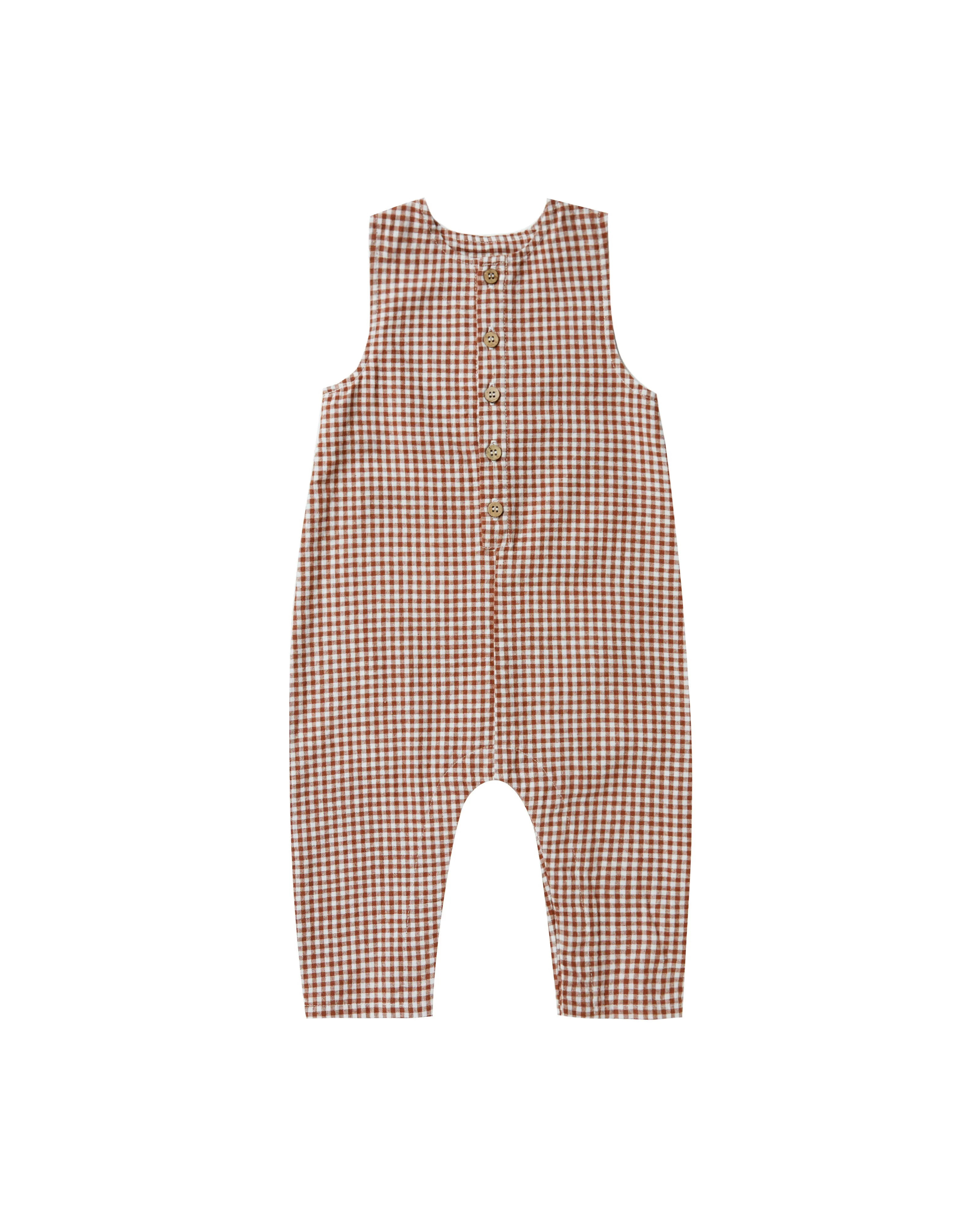 Button Jumpsuit | Redwood Gingham