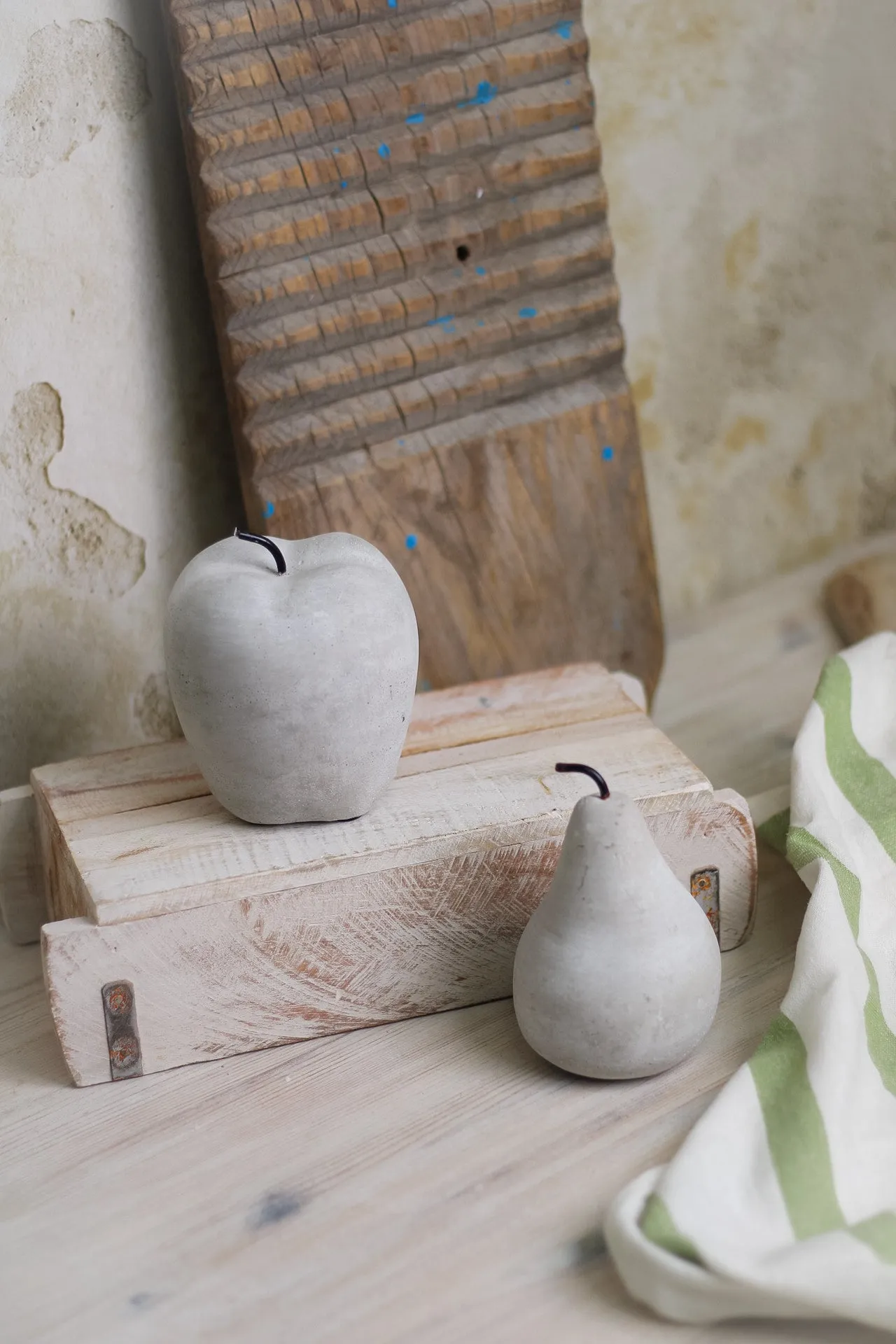 Cement Apple and Pear Set