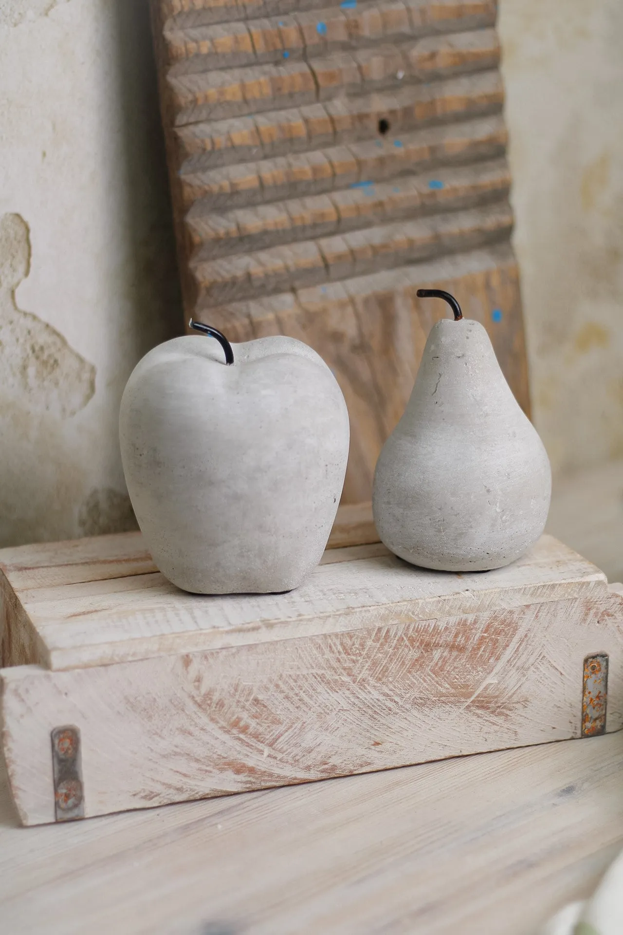 Cement Apple and Pear Set