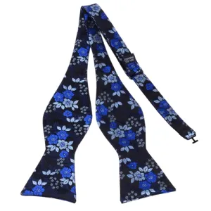 Classy Men Blue Floral Silk Self-Tie Bow Tie
