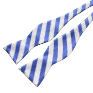 Classy Men Blue White Silk Self-Tie Bow Tie