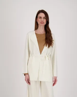 Collared Belted Relaxed Fit Knit Cardigan