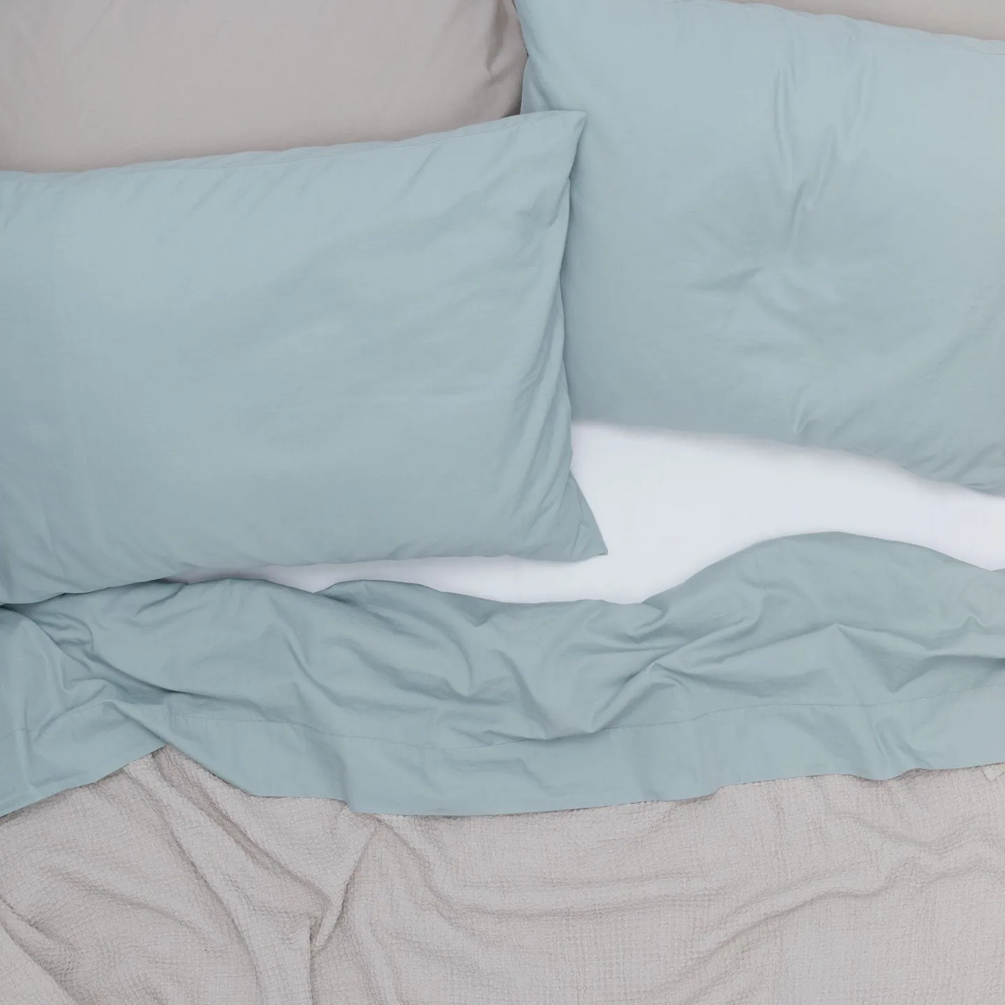 Essential Percale Pillowcases, Set of 2 - Light Grey