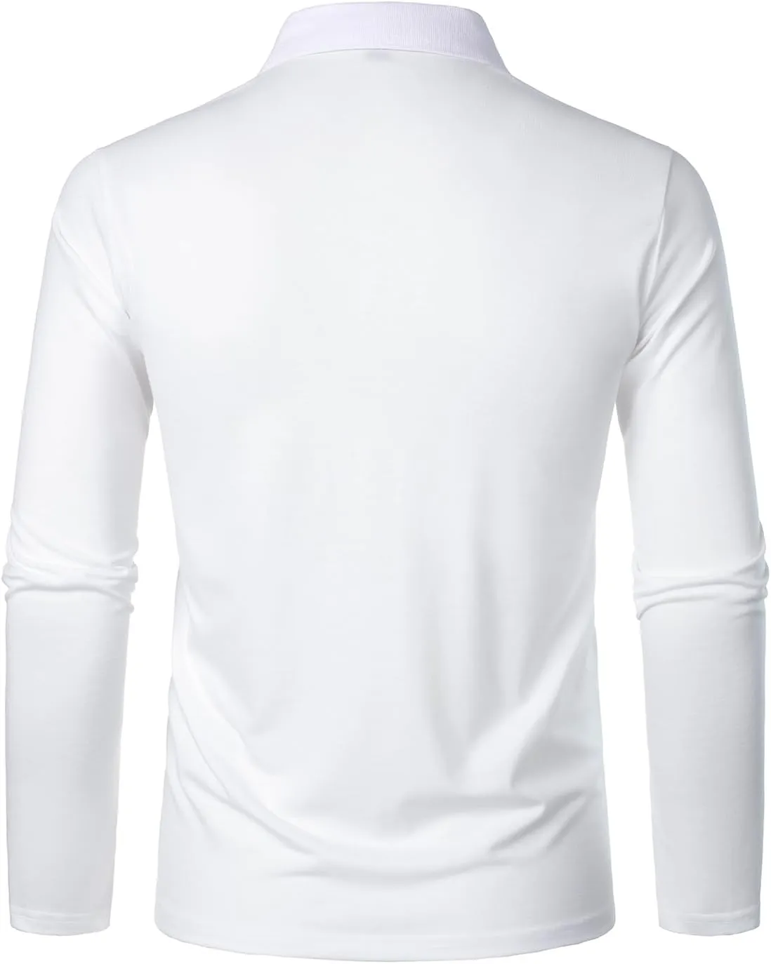FANARCHER Men's Casual Polo Shirts Classic Long Sleeve Shirt Solid Color Button T-Shirts Cotton Tees Golf Stylish Tops