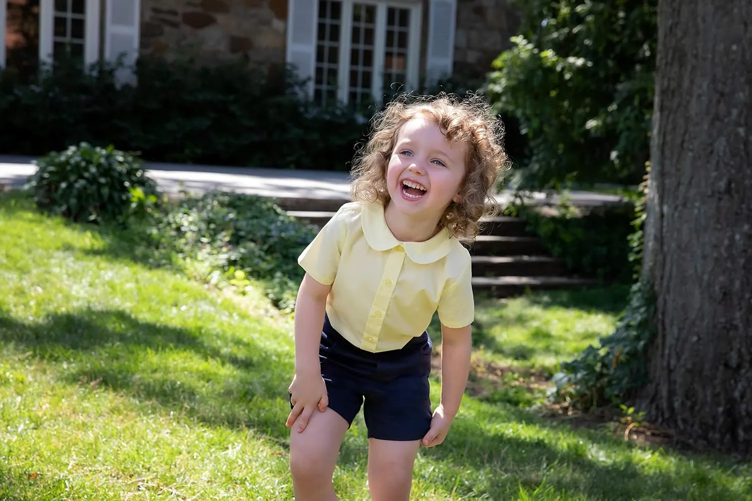 French Toast Girl's Short Sleeve Peter Pan Collar Blouse (Standard and Plus)