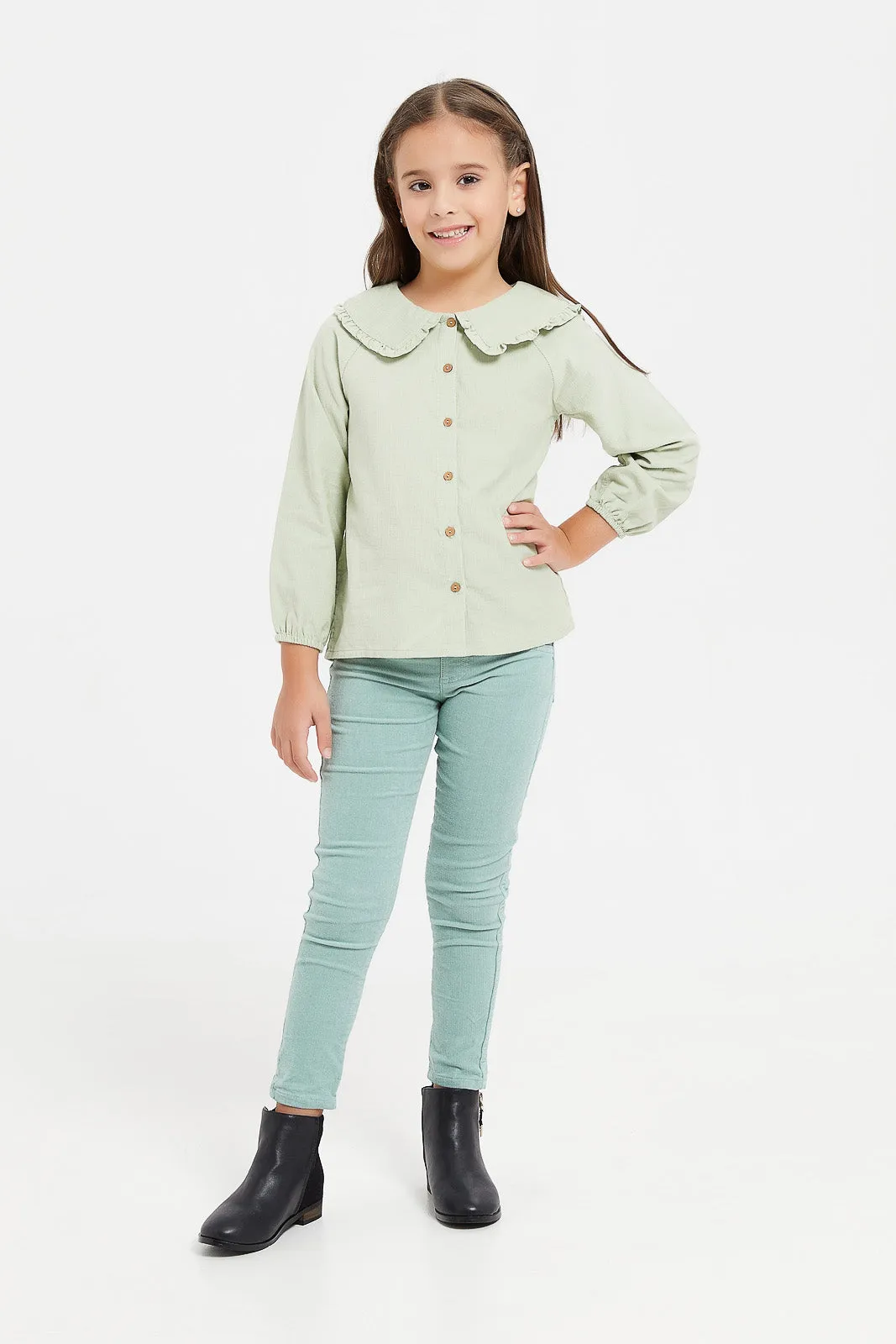 Girls Mint Ribbed Shirt