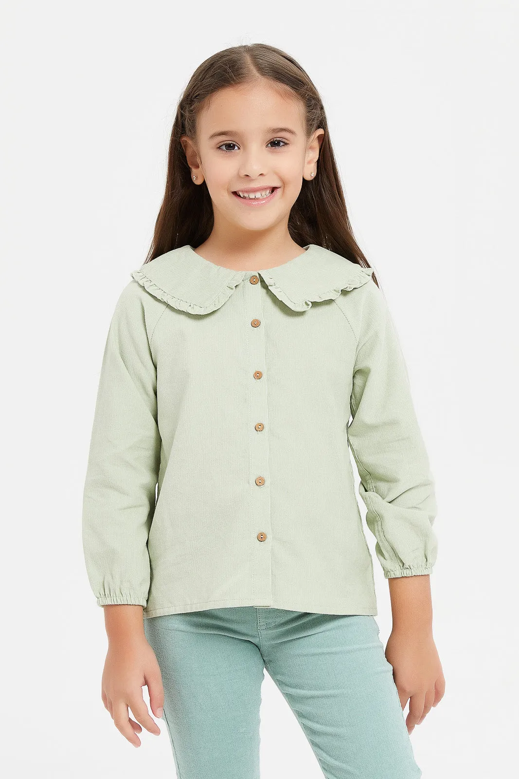 Girls Mint Ribbed Shirt