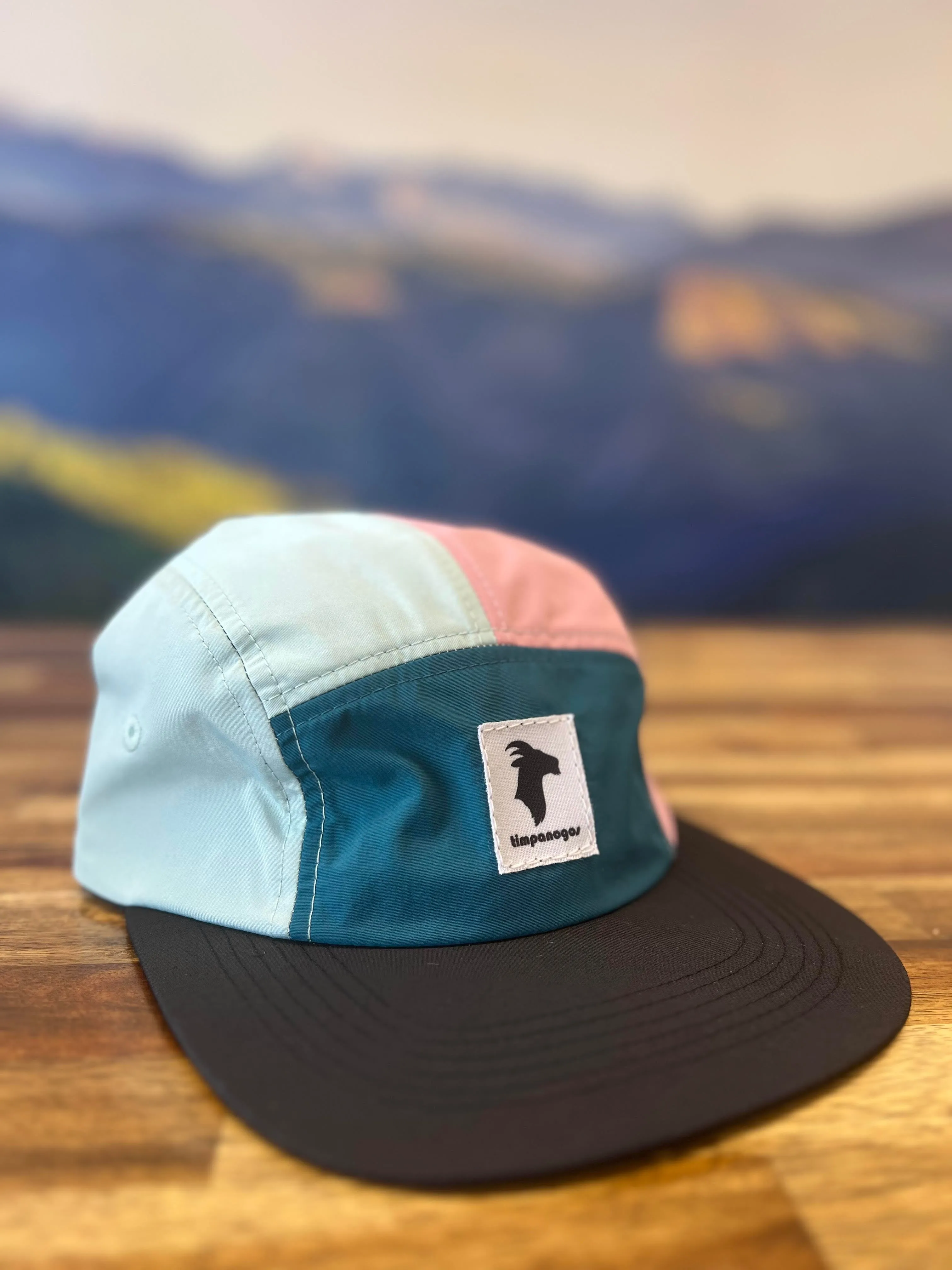 GOAT (Timpanogos) -  5-panel Nylon Camp Hat (Blue/Pink/Cyan)