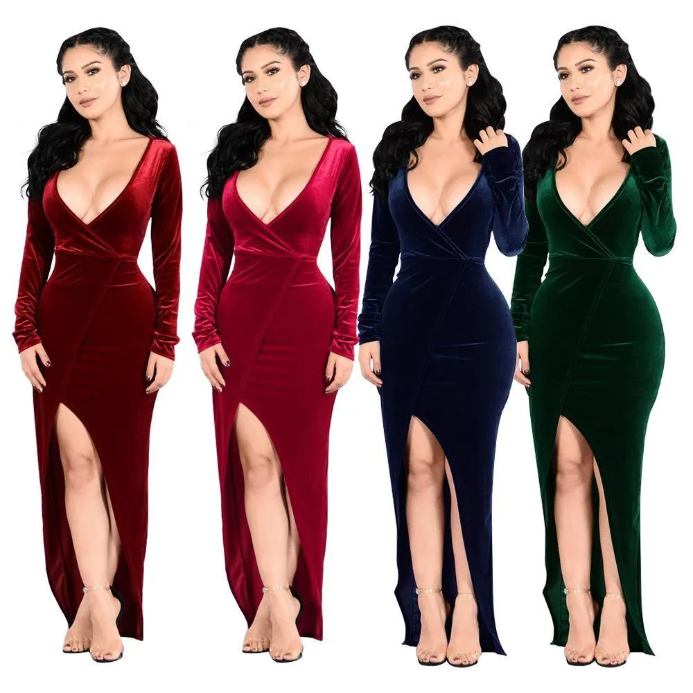 Gold velvet fabric hot sale party party dress 4 Colors