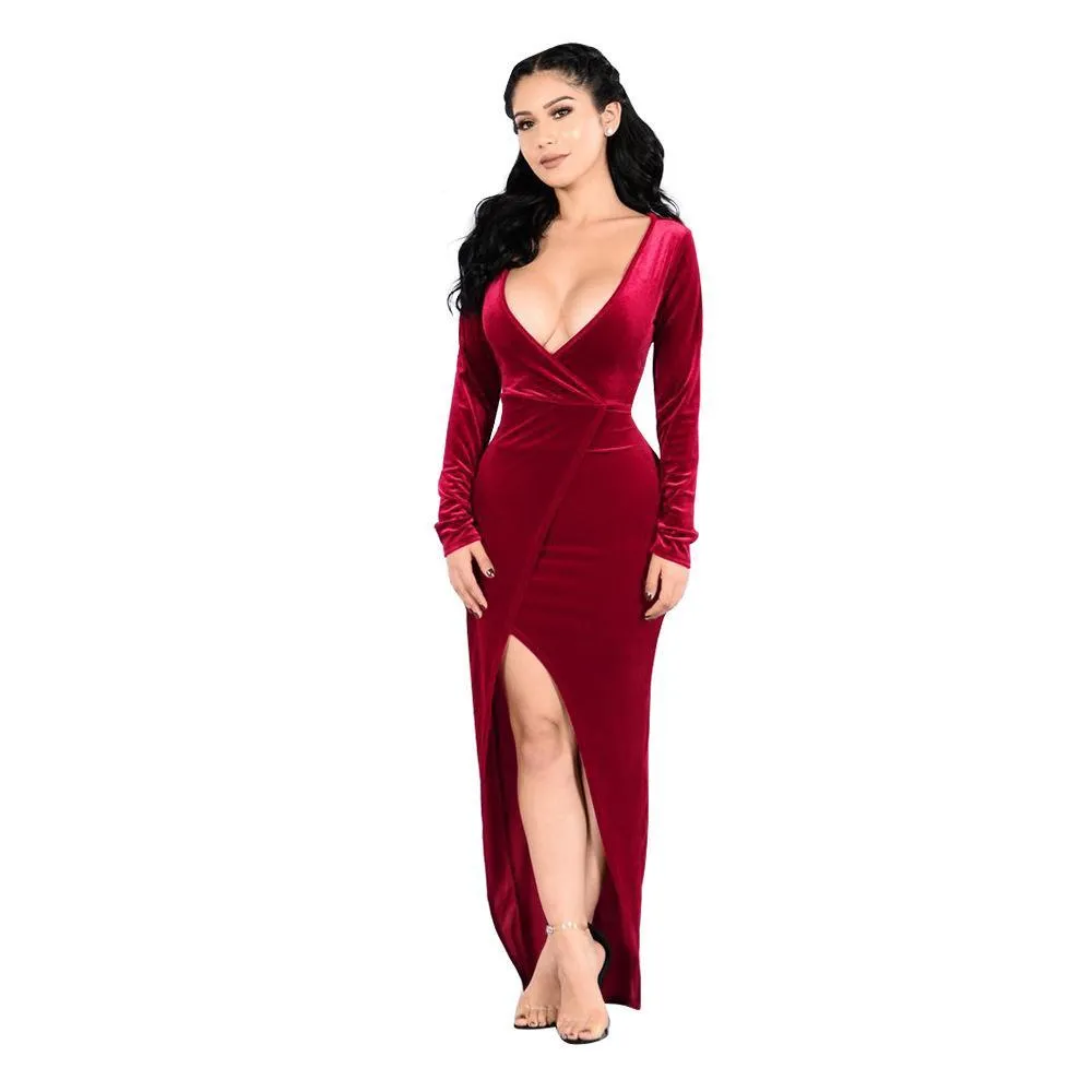 Gold velvet fabric hot sale party party dress 4 Colors