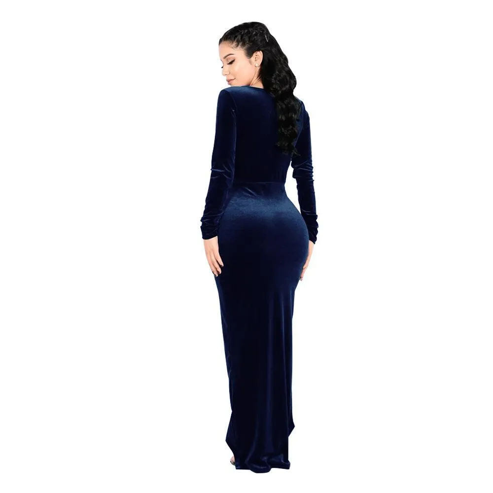 Gold velvet fabric hot sale party party dress 4 Colors