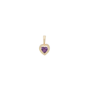 Heart Necklace Charm Amethyst 14K