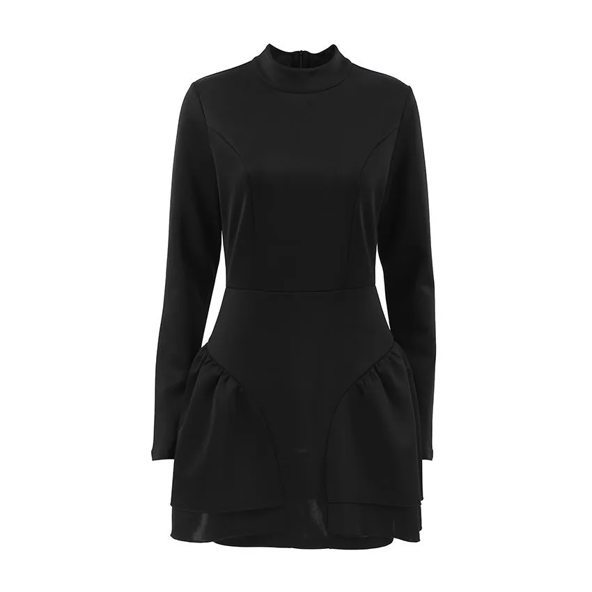 High Collar Ruffles Dress