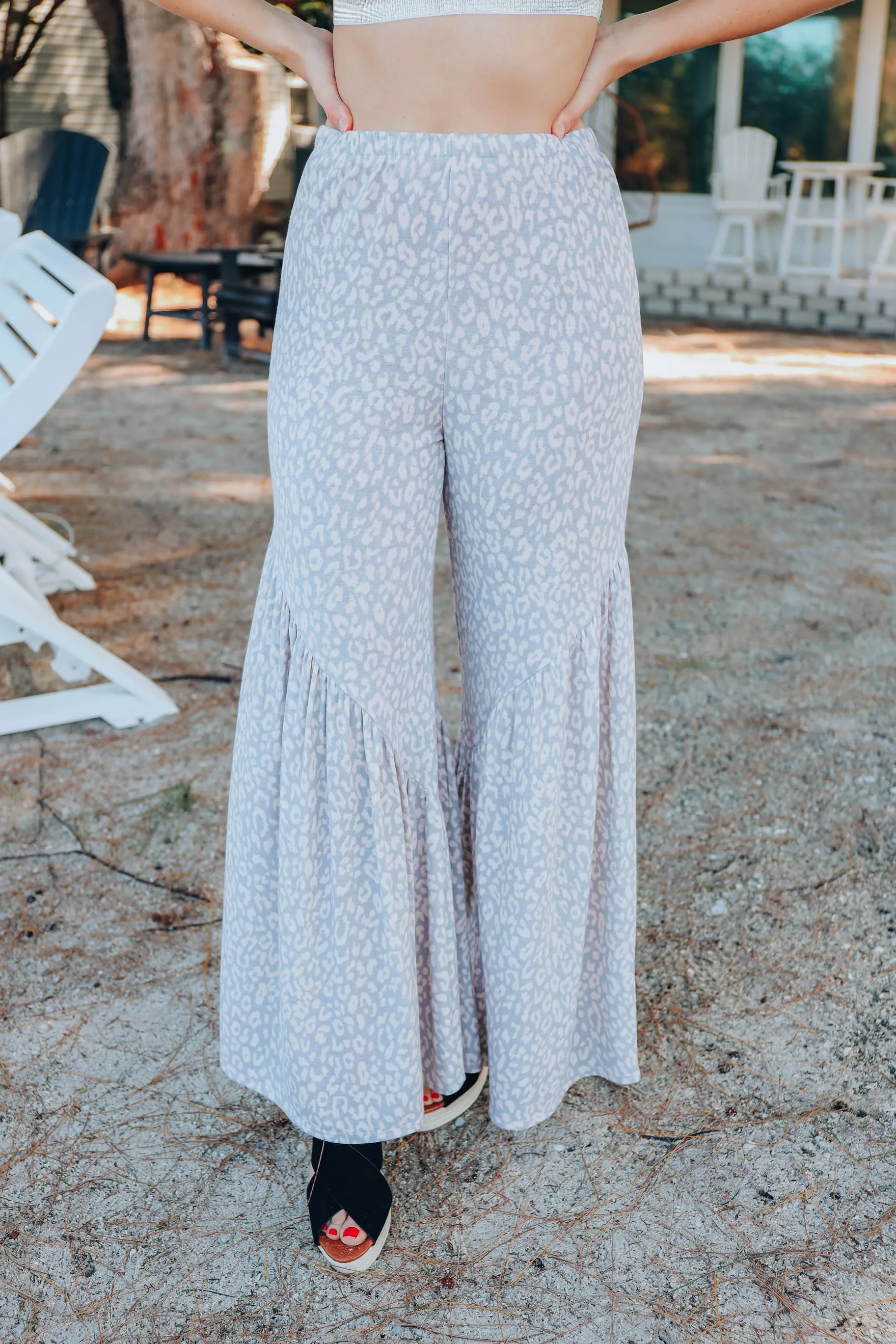In The Tropics Flare Pants - Leopard/Grey
