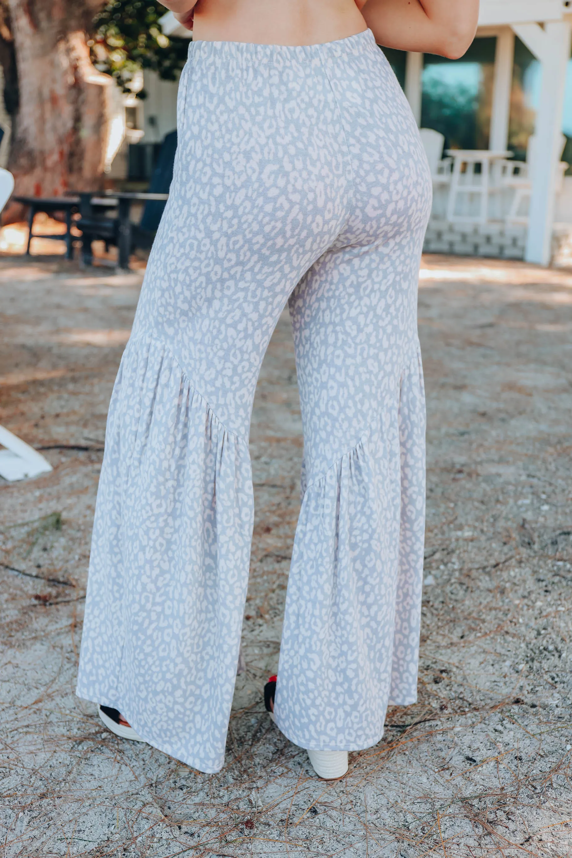 In The Tropics Flare Pants - Leopard/Grey