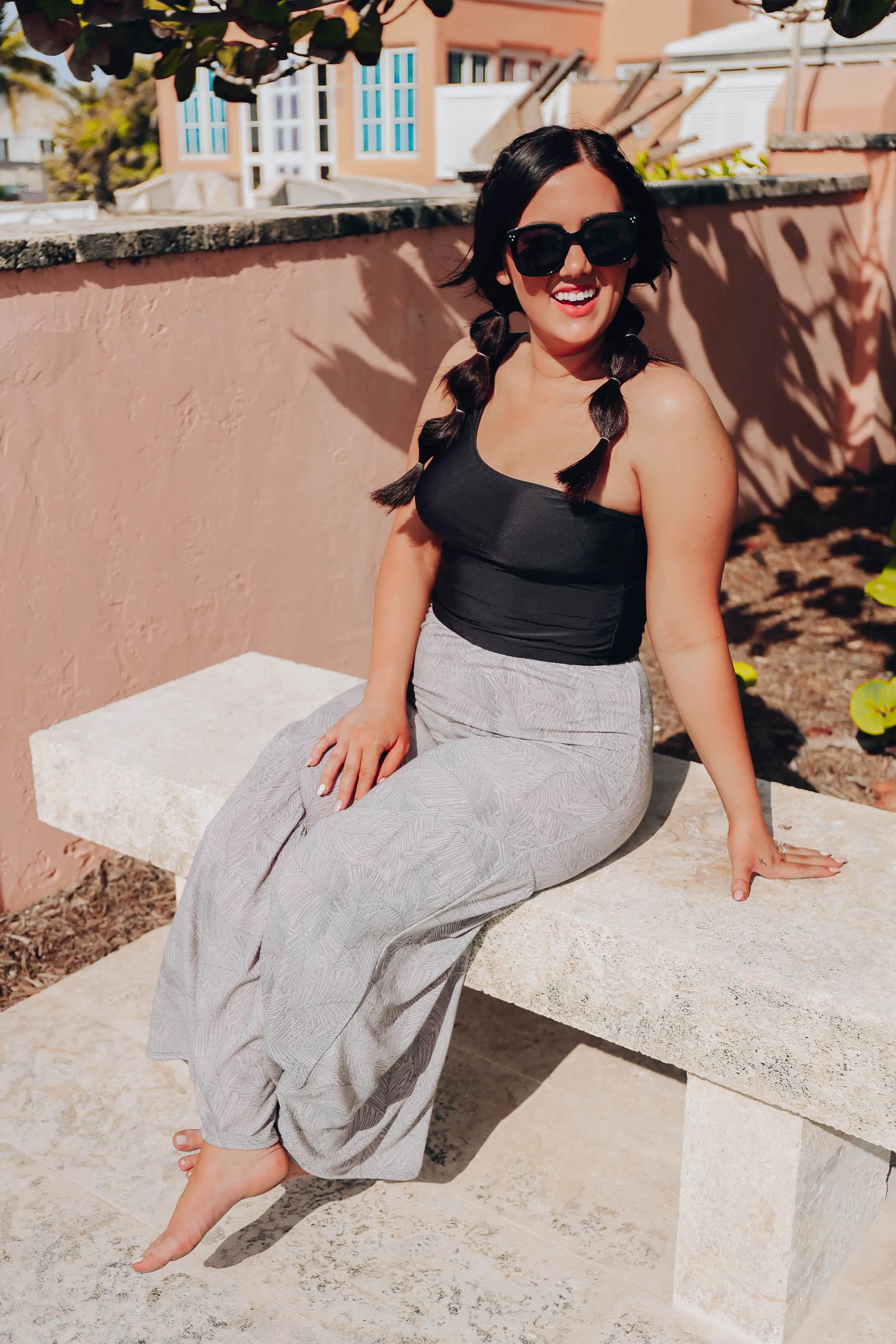 In The Tropics Flare Pants - Palm Leaf