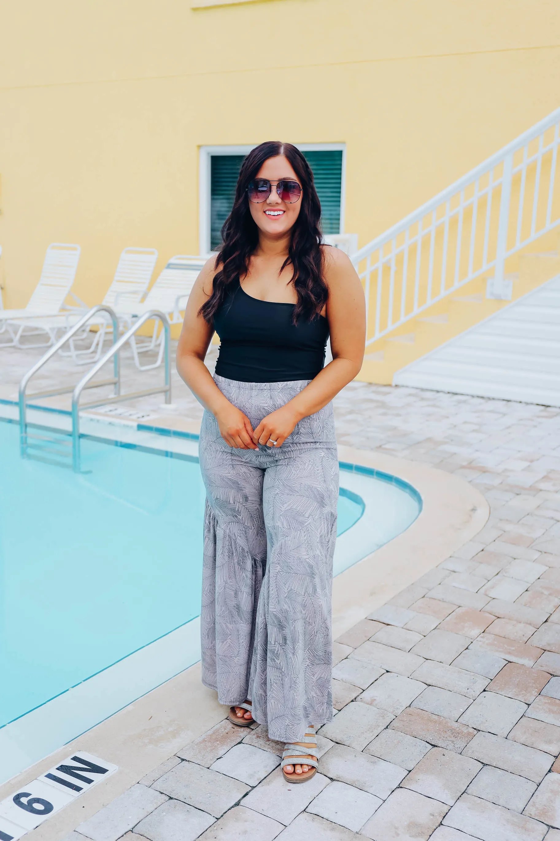 In The Tropics Flare Pants - Palm Leaf