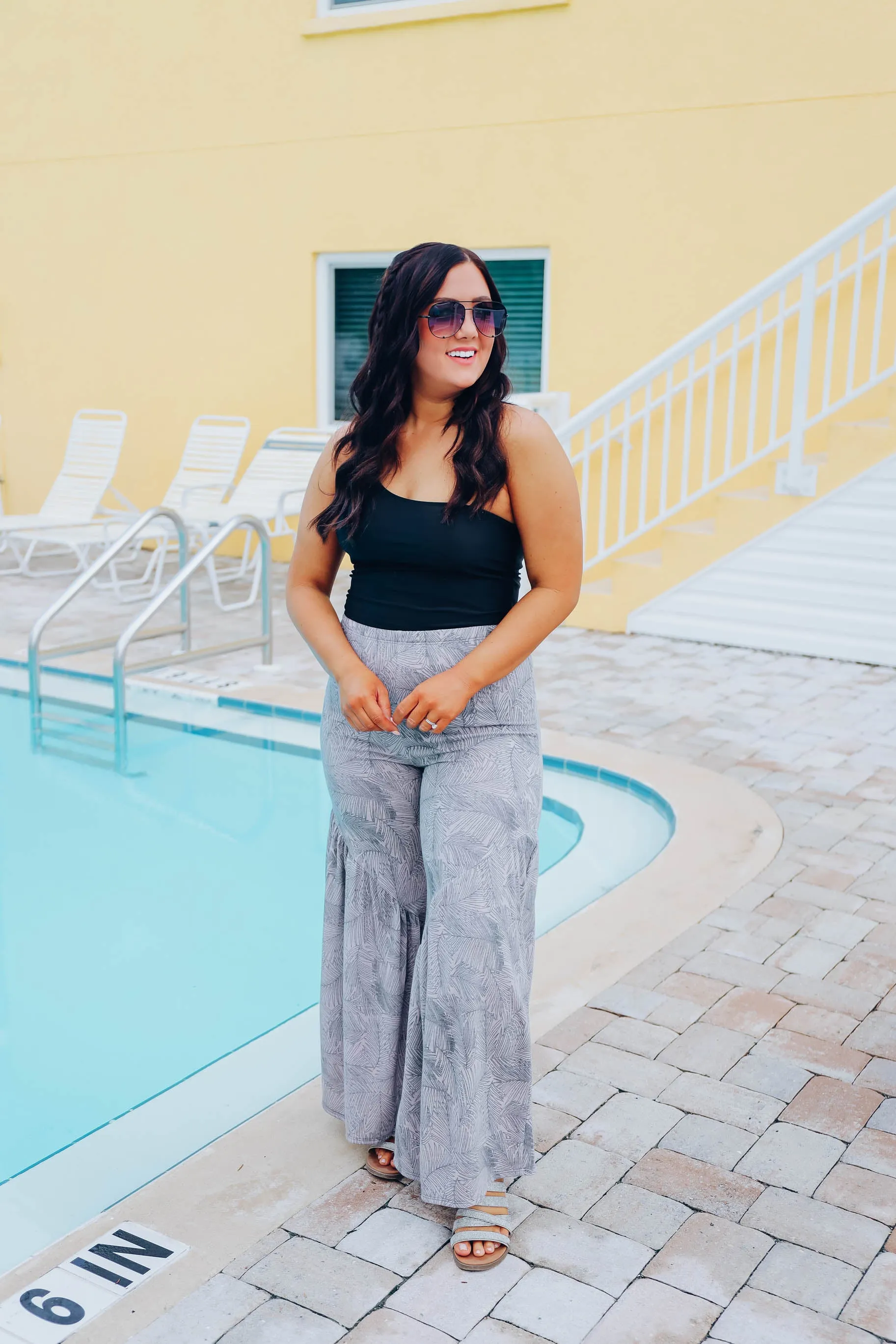 In The Tropics Flare Pants - Palm Leaf