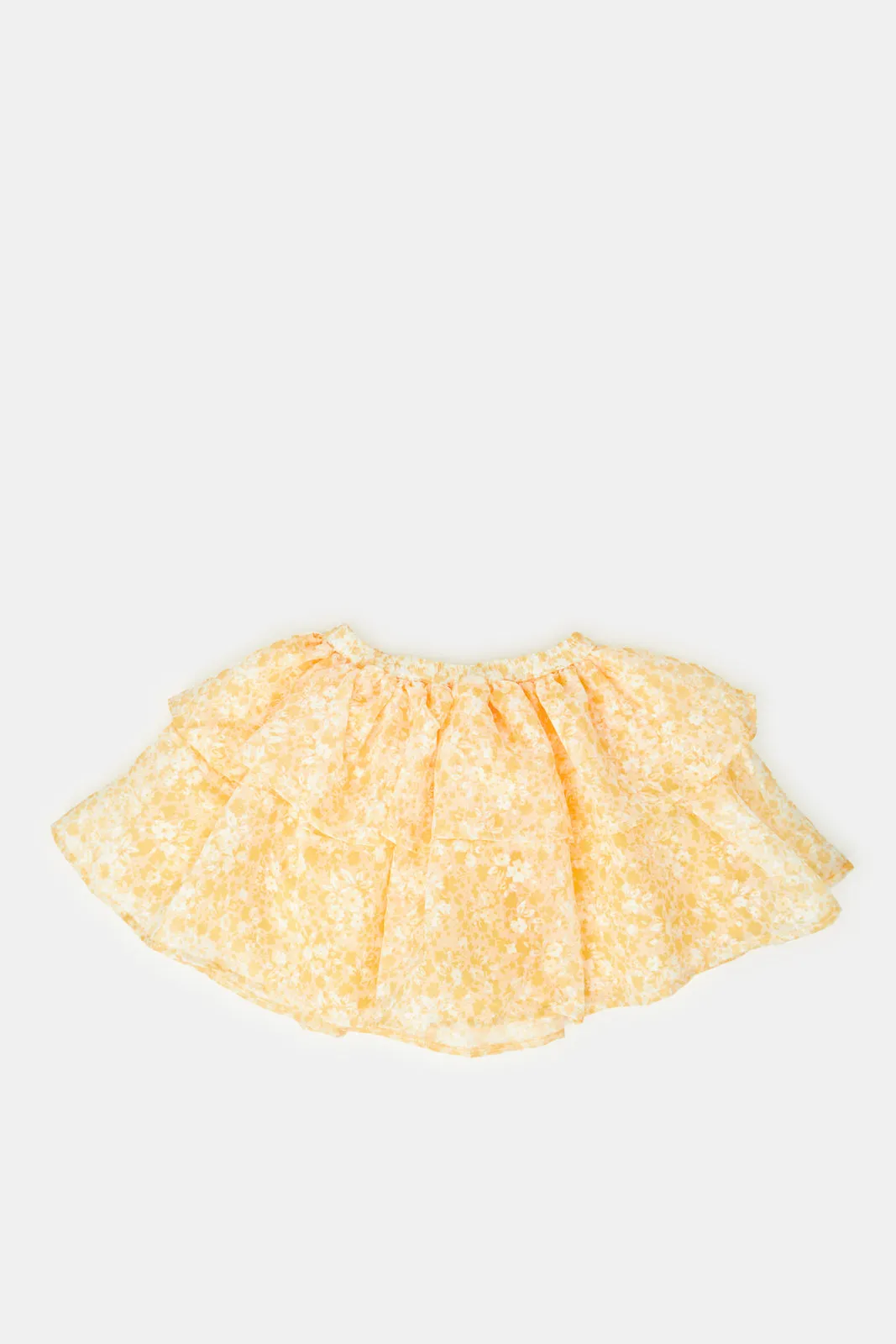 Infant Girls Yellow Frills Blouse With Skirt (2 Piece)