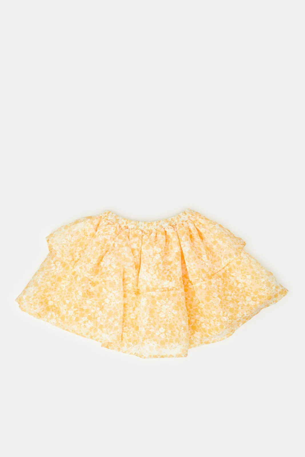 Infant Girls Yellow Frills Blouse With Skirt (2 Piece)