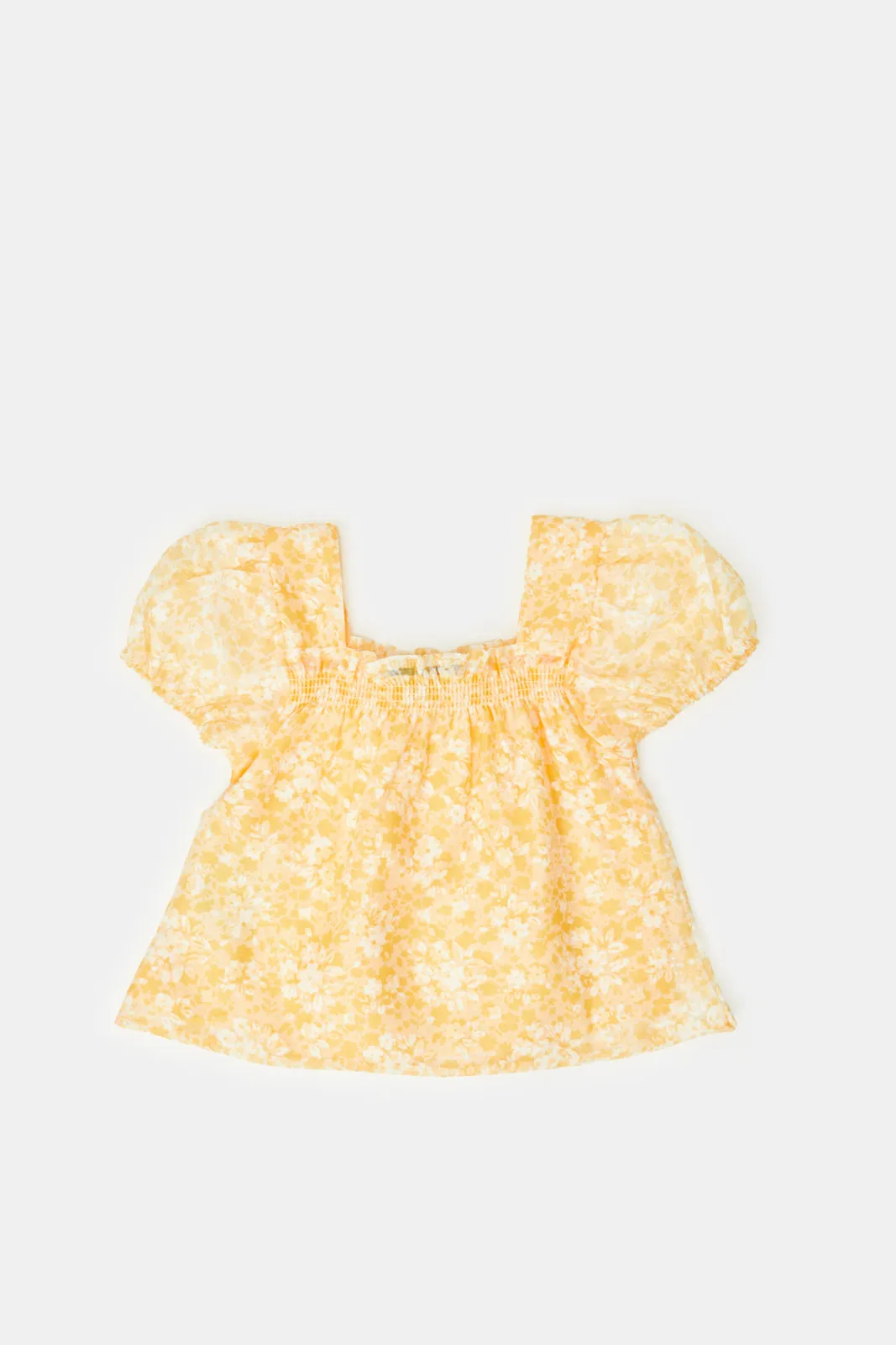Infant Girls Yellow Frills Blouse With Skirt (2 Piece)