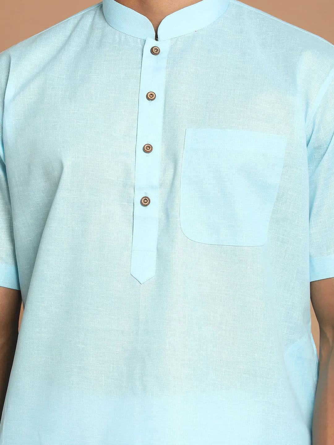 Jashvi Men's Blue Solid Kurta