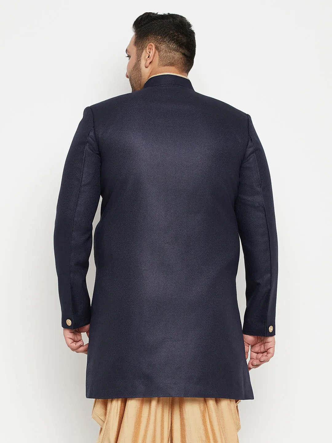 Jashvi Men's Plus Size Navy Blue Slim Fit Sherwani Only Top