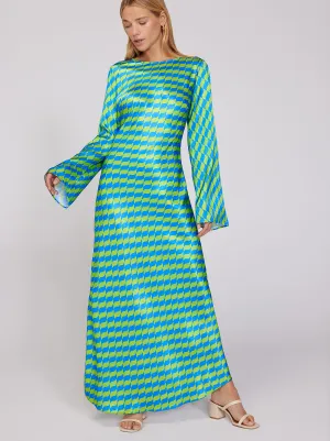 Keira Green Wavy Tile Maxi Dress