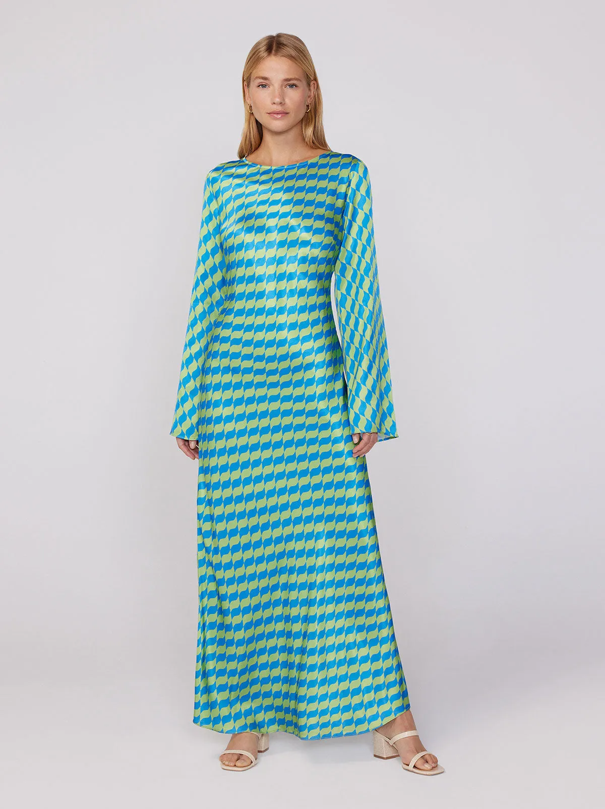 Keira Green Wavy Tile Maxi Dress