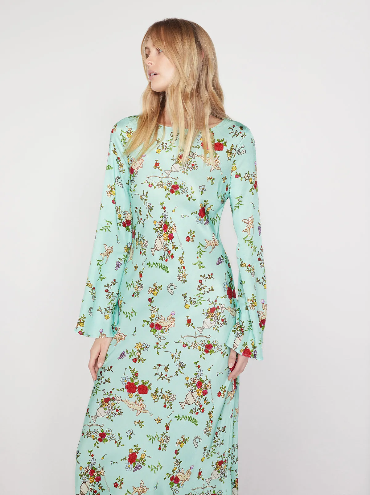 Keira Mint Cherub Print Maxi Dress