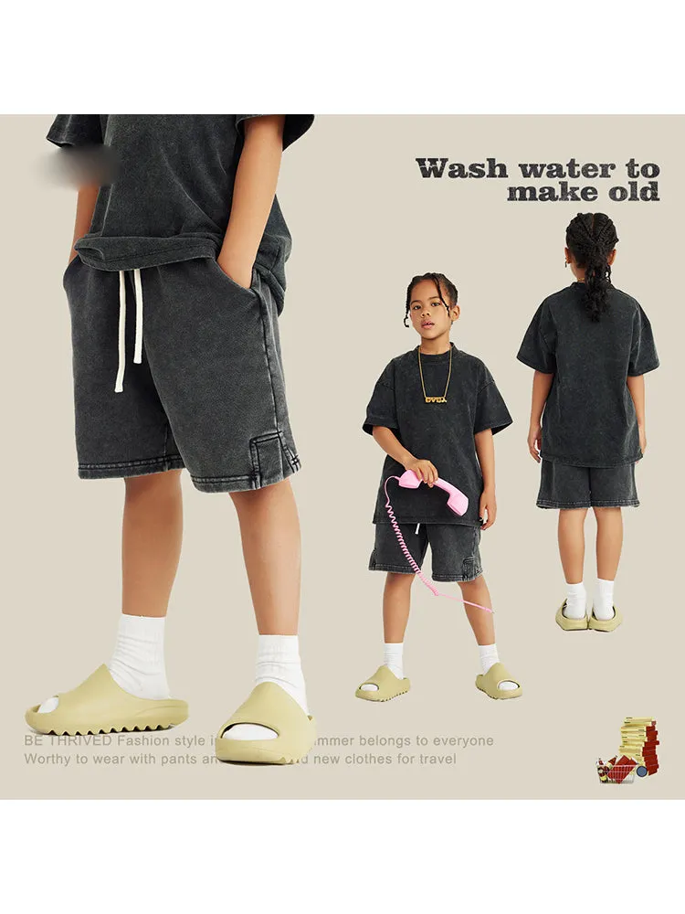 Kids' Vintage Cropped Shorts With Slit Hem